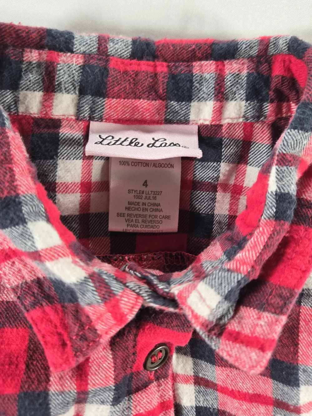 Little Lass Red, Navy & White Plaid Button-Down Peplum Shirt